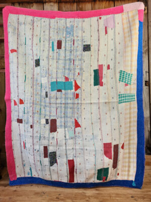 Exquisite vintage Kantha quilt featuring authentic hand-stitched Indian patchwork, responsibly sourced and perfect as unique homeware.