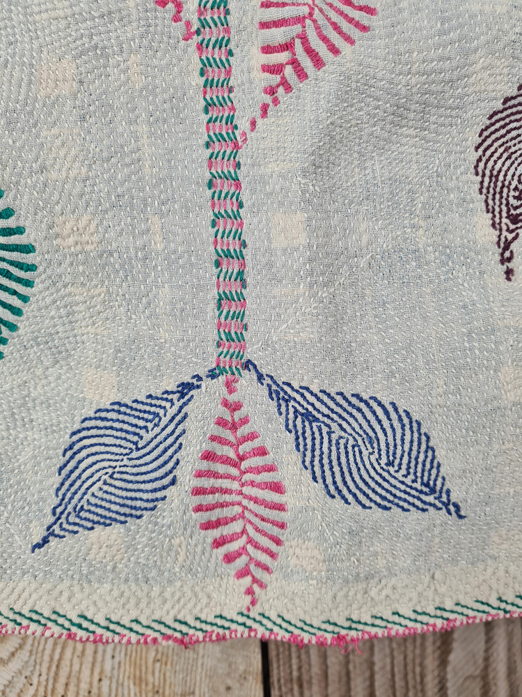Exquisite vintage Kantha quilt featuring authentic hand-stitched Indian patchwork, responsibly sourced and perfect as unique homeware.