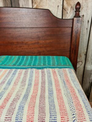 Exquisite vintage Kantha quilt featuring authentic hand-stitched Indian patchwork, responsibly sourced and perfect as unique homeware.