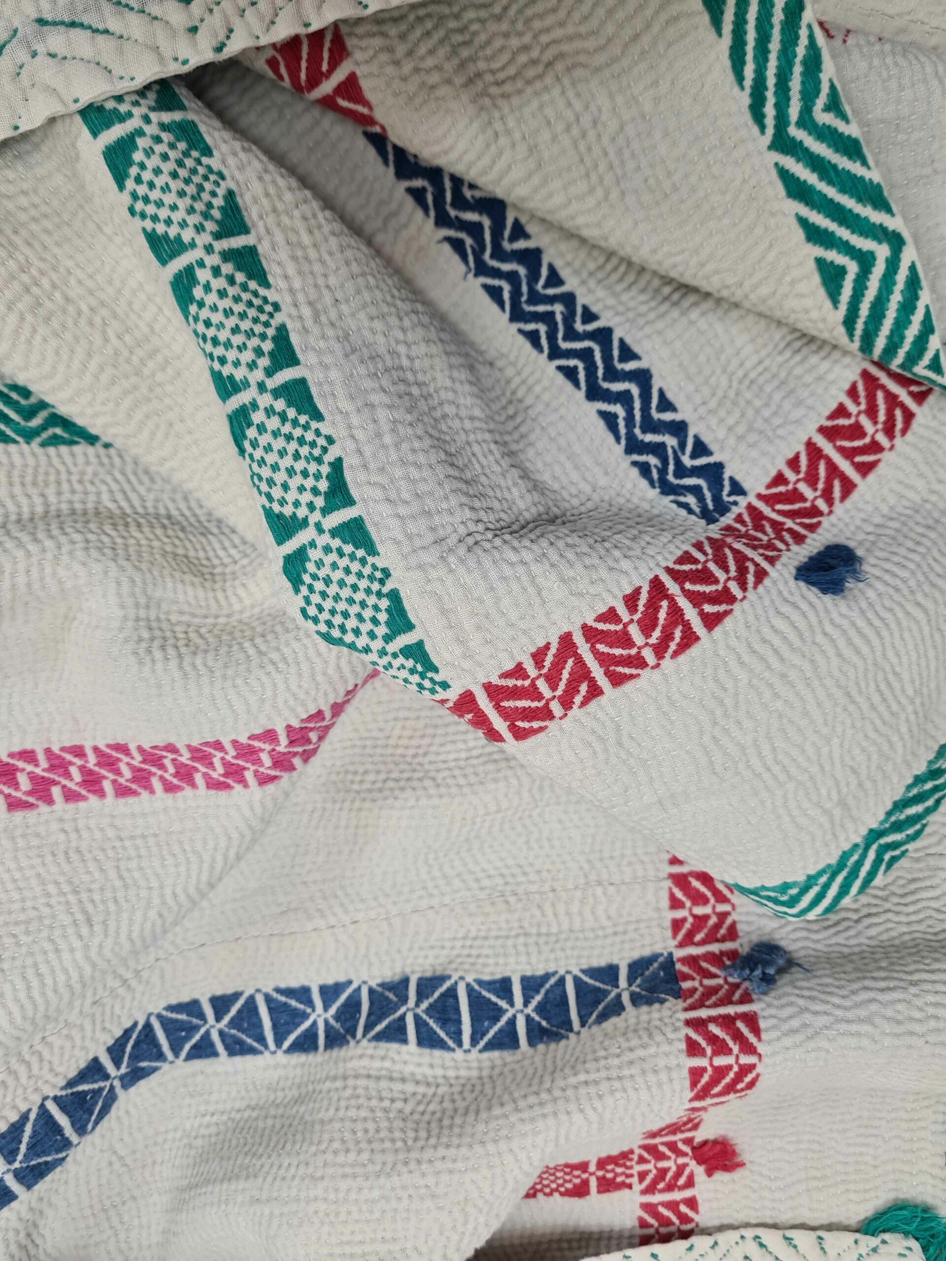 Exquisite vintage Kantha quilt featuring authentic hand-stitched Indian patchwork, responsibly sourced and perfect as unique homeware.