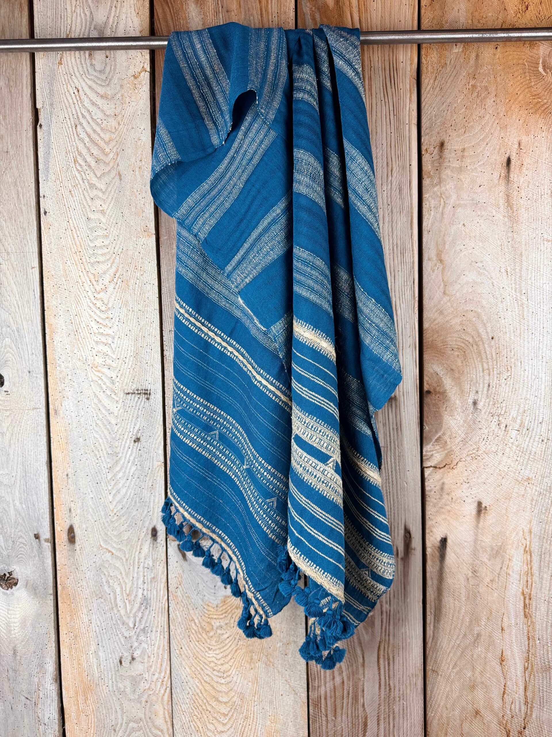 Hand woven Bhujodi scarves dyed with natural dyes, a cosy warm addition to your outfit.
