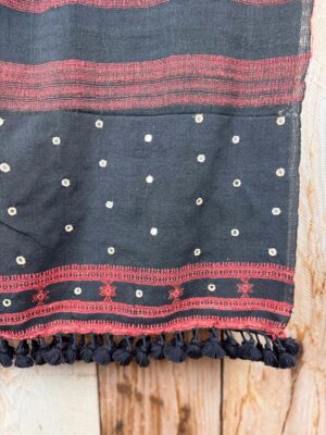 Hand woven Bhujodi scarves dyed with natural dyes, a cosy warm addition to your outfit.