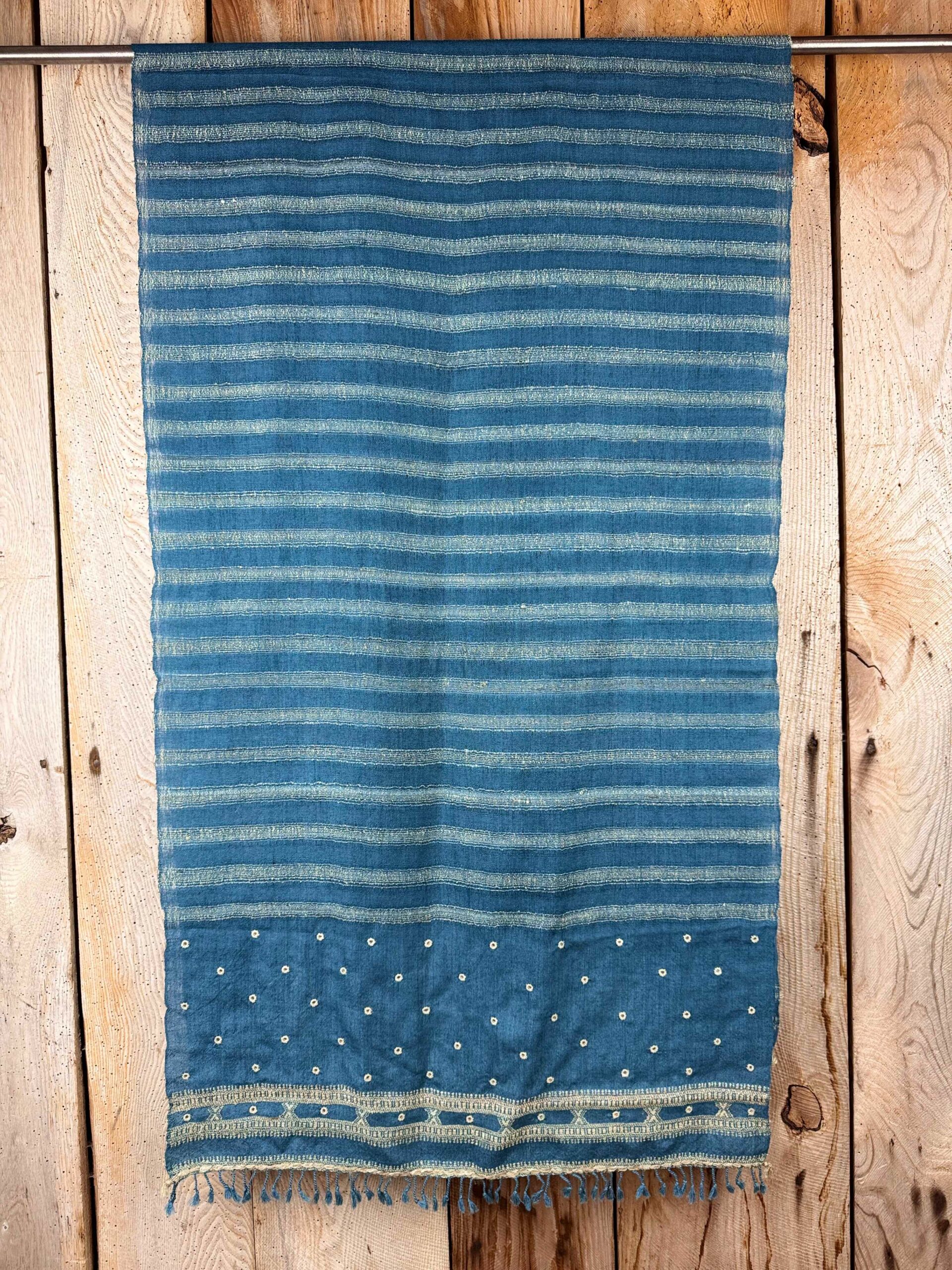 Hand woven Bhujodi scarves dyed with natural dyes, a cosy warm addition to your outfit.