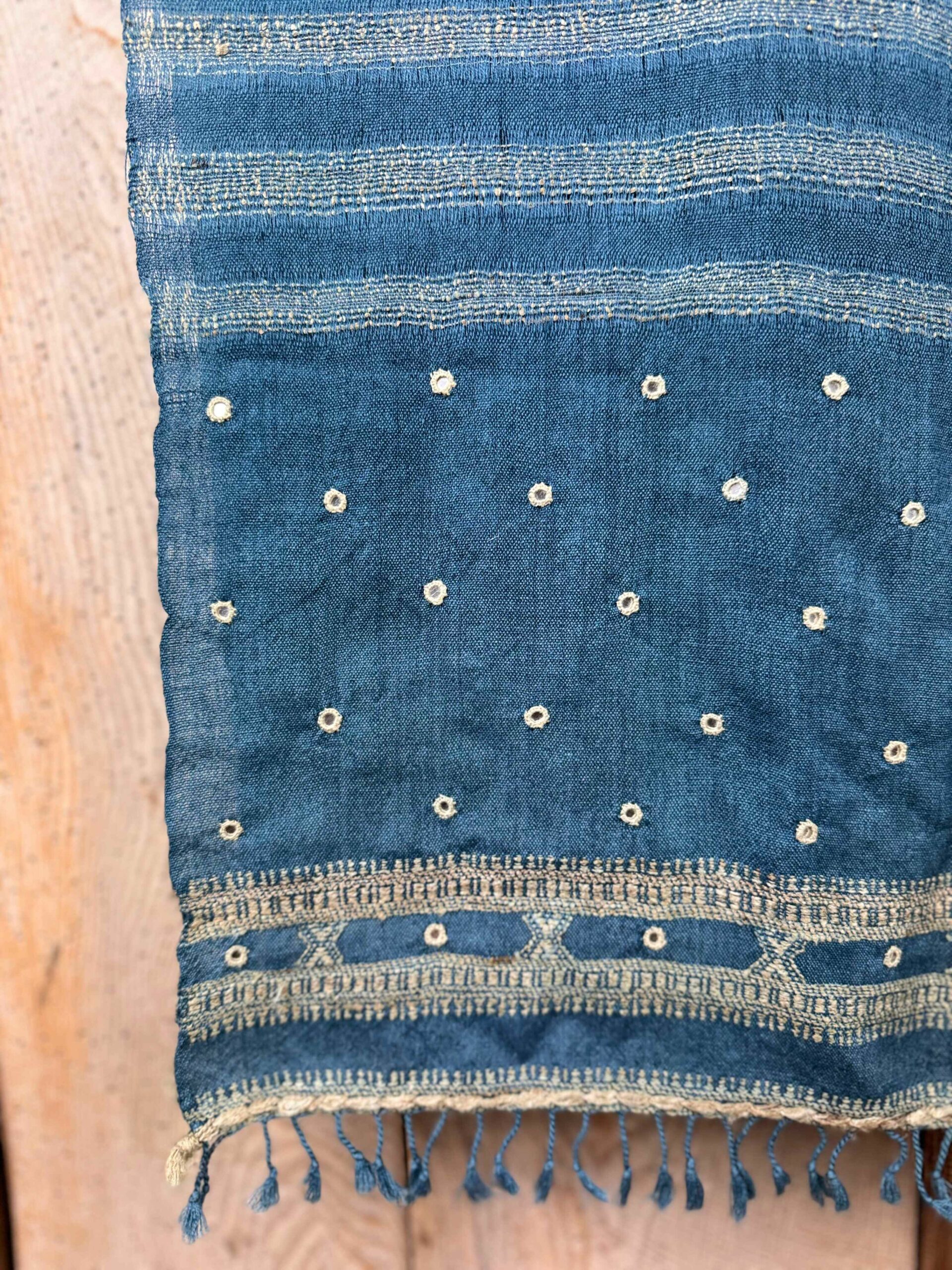 Hand woven Bhujodi scarves dyed with natural dyes, a cosy warm addition to your outfit.