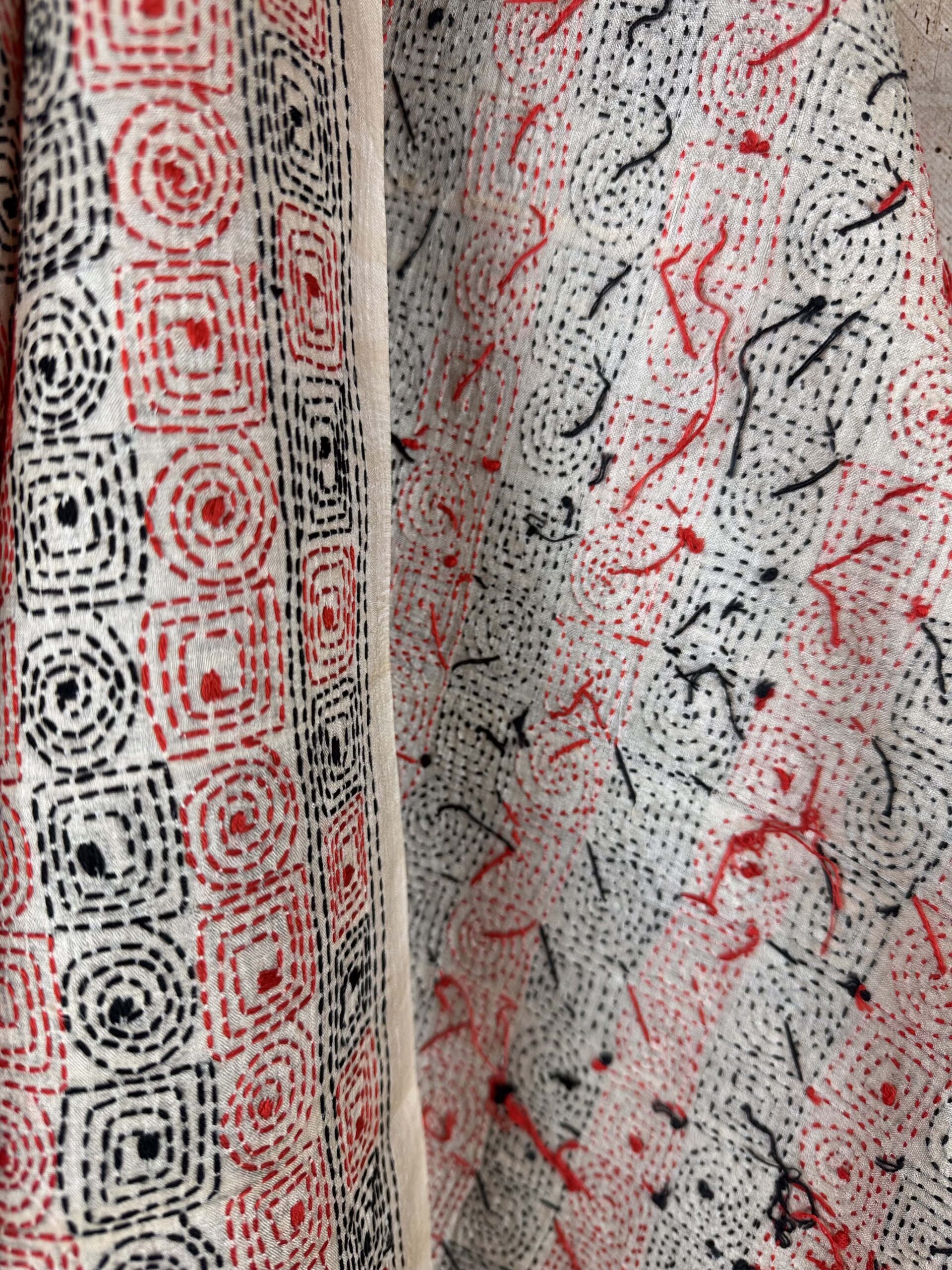 Silk scarf made from hand-stitched recycled sari silk