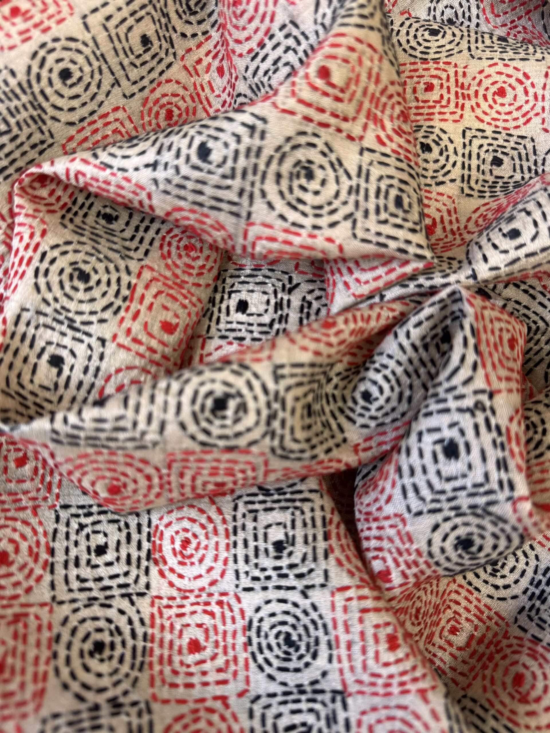 Silk scarf made from hand-stitched recycled sari silk