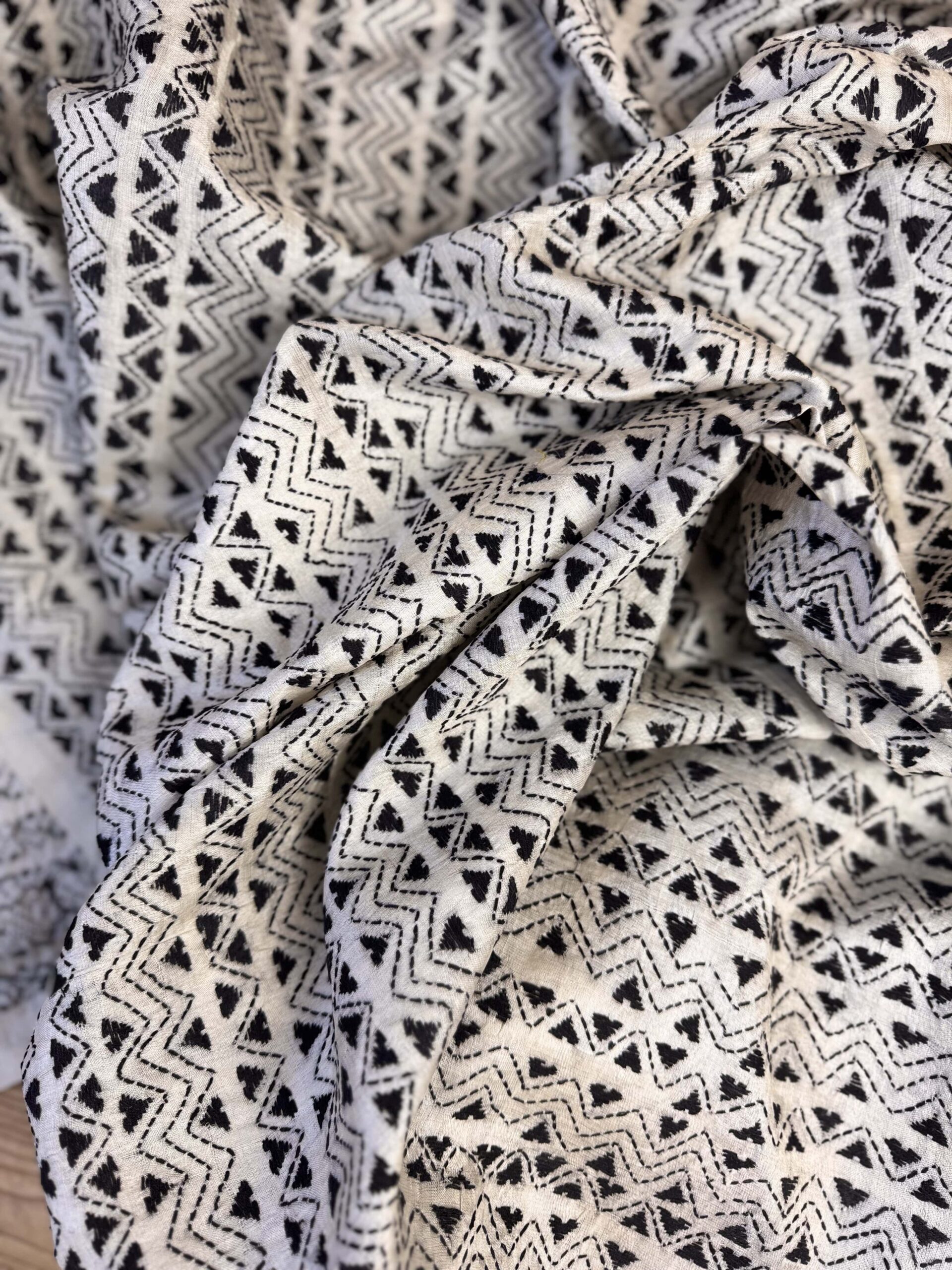 Silk scarf made from hand-stitched recycled sari silk