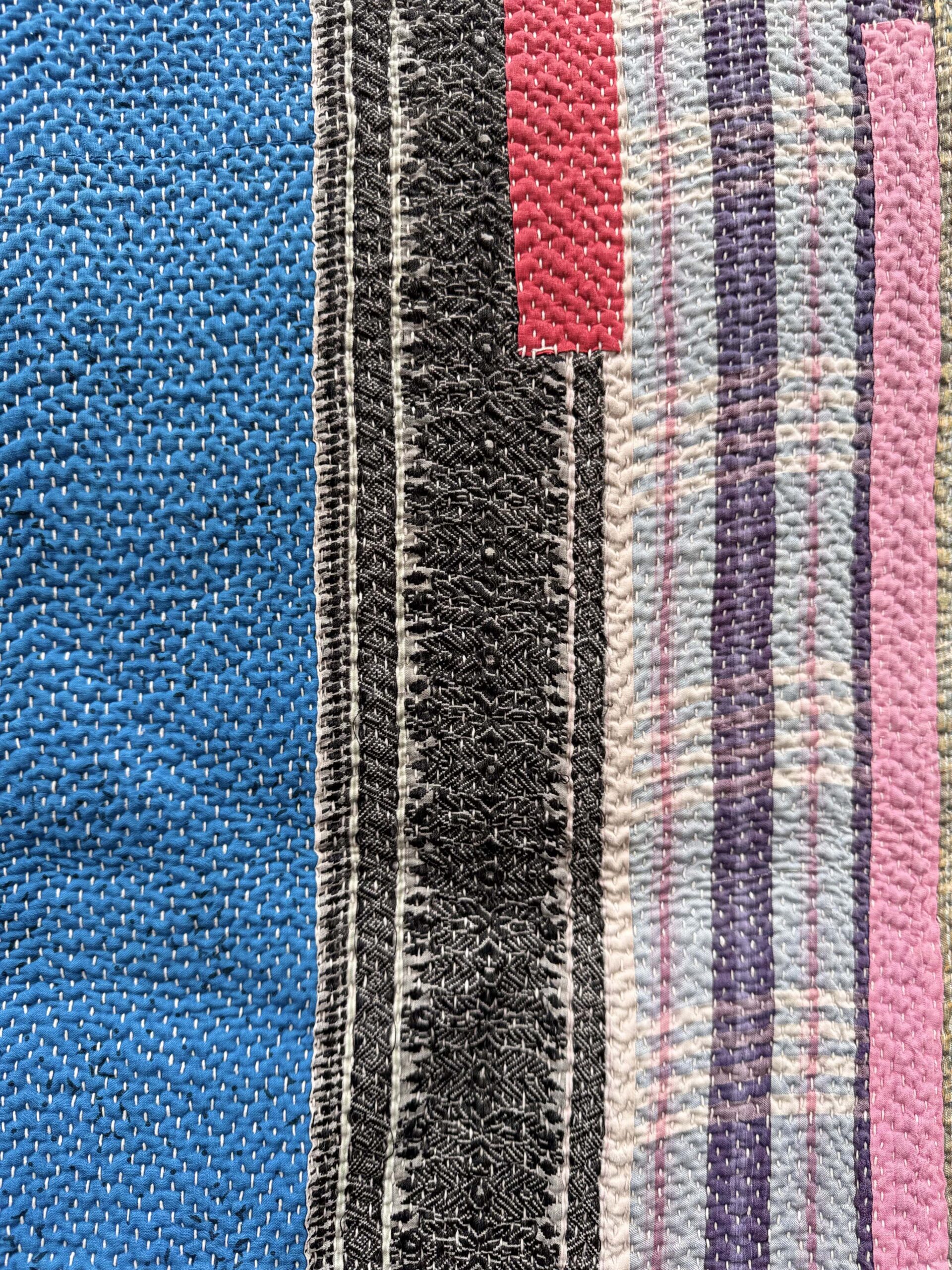 Exquisite vintage Kantha quilt featuring authentic hand-stitched Indian patchwork, responsibly sourced and perfect as unique homeware.