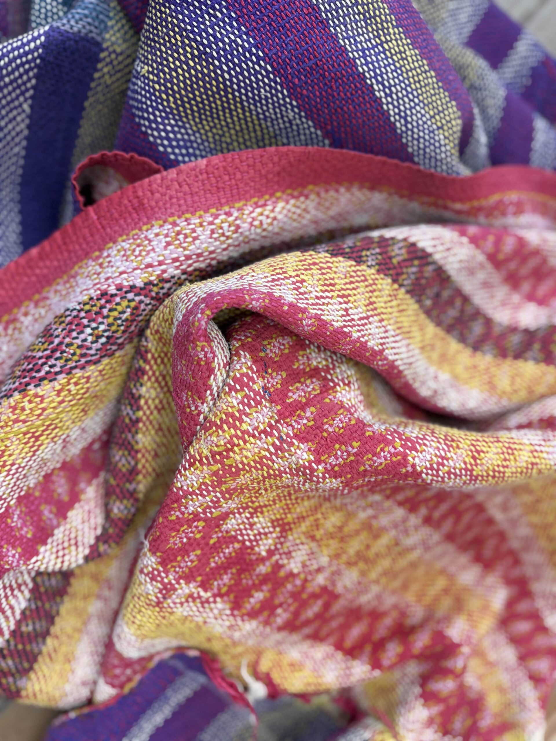 Exquisite vintage Kantha quilt featuring authentic hand-stitched Indian patchwork, responsibly sourced and perfect as unique homeware.