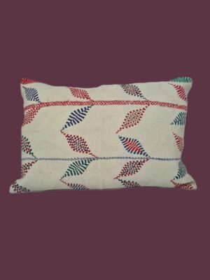 Exquisite vintage Kantha cushion featuring authentic hand-stitched Indian embroidery, responsibly sourced and perfect as unique homeware.