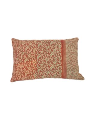 Exquisite vintage Kantha cushion featuring authentic hand-stitched Indian embroidery, responsibly sourced and perfect as unique homeware.