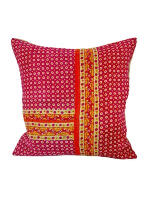 Exquisite vintage Kantha cushion featuring authentic hand-stitched Indian embroidery, responsibly sourced and perfect as unique homeware.