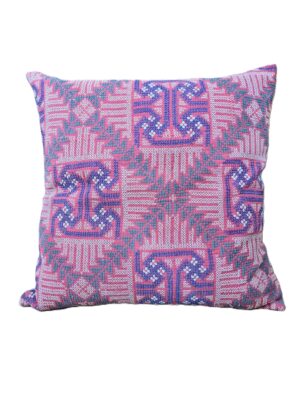 Exquisite vintage Kantha cushion featuring authentic hand-stitched Indian embroidery, responsibly sourced and perfect as unique homeware.
