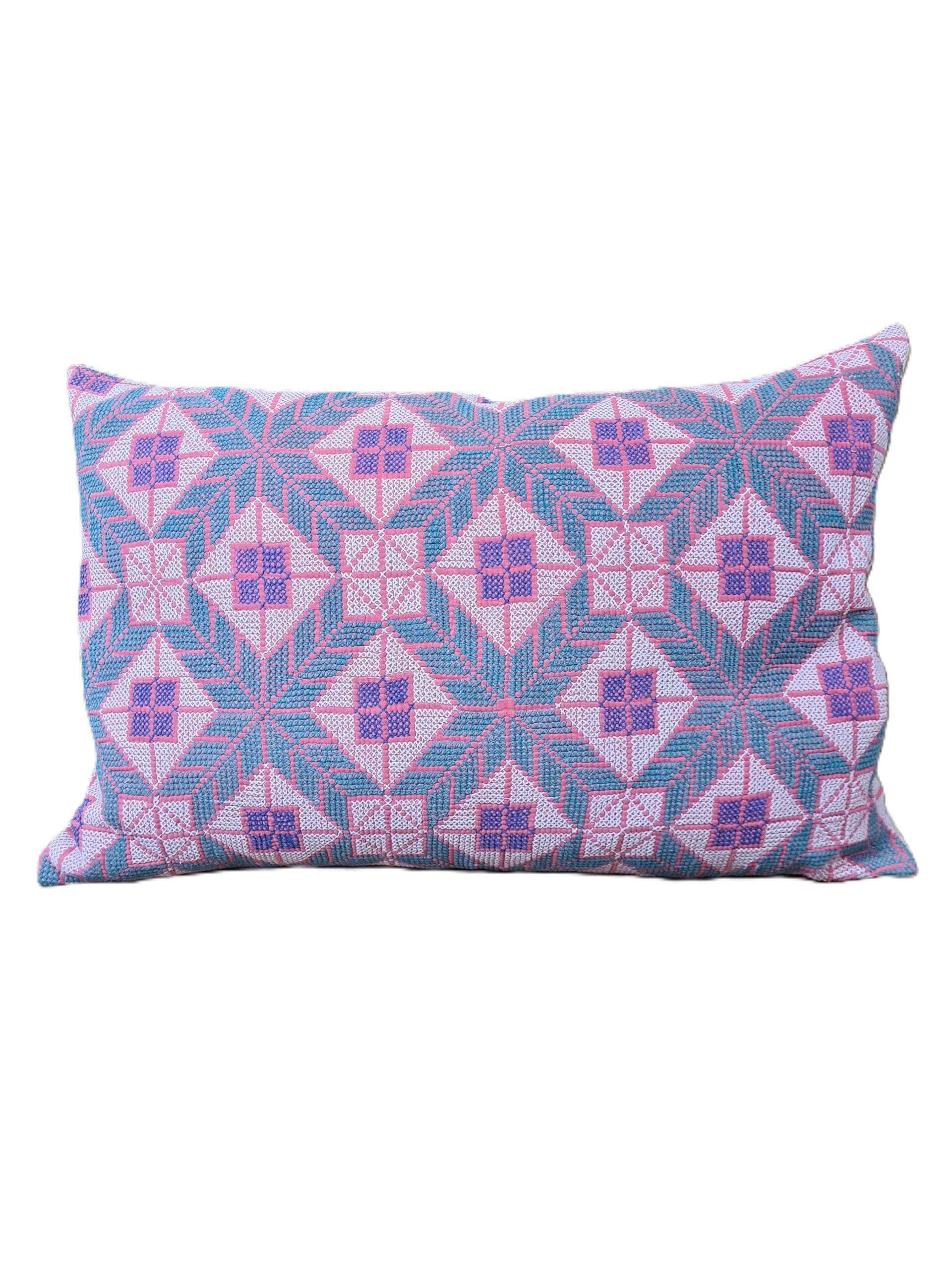 Exquisite vintage Kantha cushion featuring authentic hand-stitched Indian embroidery, responsibly sourced and perfect as unique homeware.