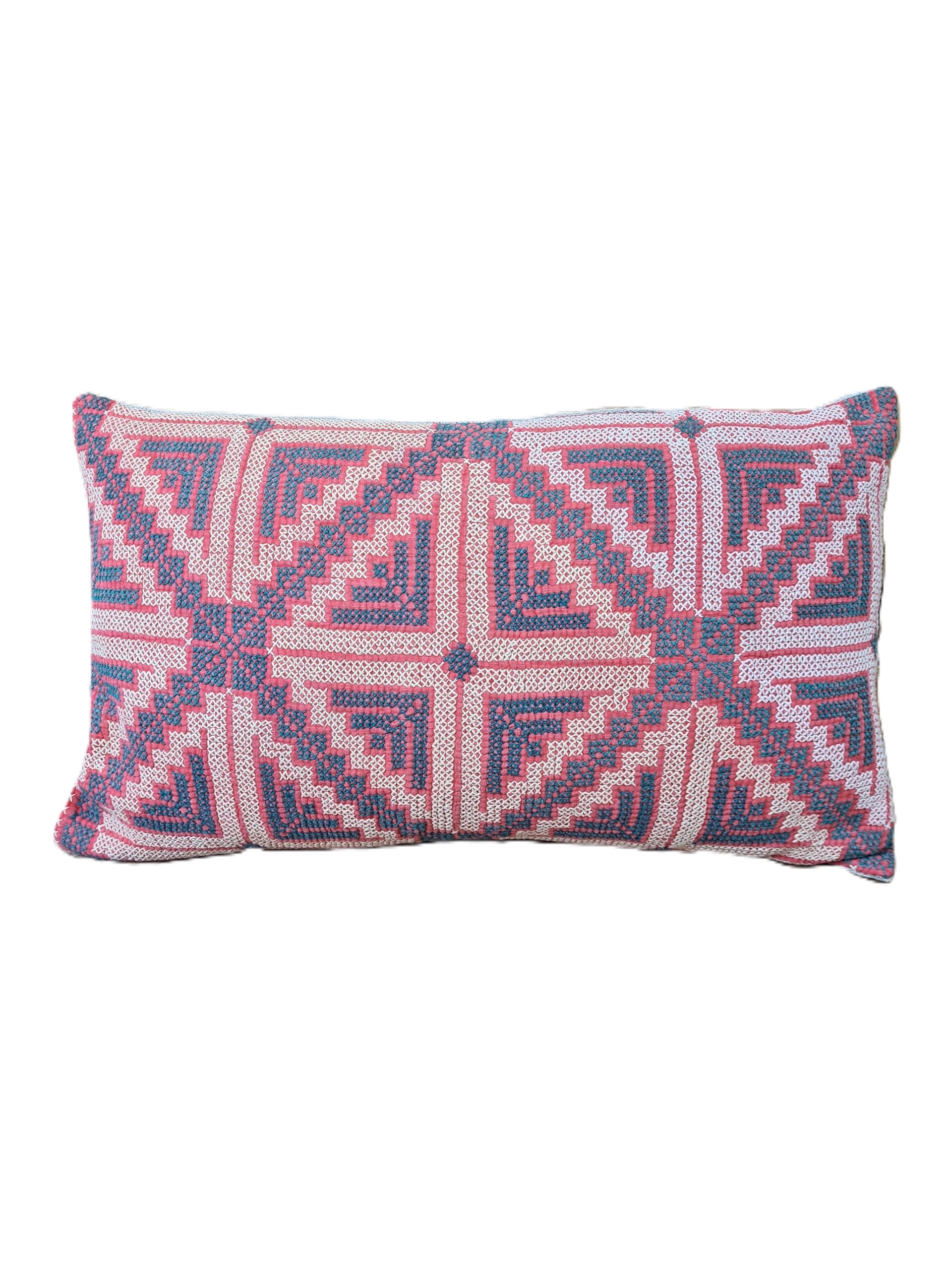 Exquisite vintage Kantha cushion featuring authentic hand-stitched Indian embroidery, responsibly sourced and perfect as unique homeware.