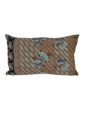 Exquisite vintage Kantha cushion featuring authentic hand-stitched Indian embroidery, responsibly sourced and perfect as unique homeware.