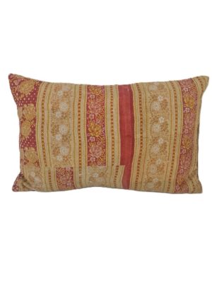 Exquisite vintage Kantha cushion featuring authentic hand-stitched Indian embroidery, responsibly sourced and perfect as unique homeware.
