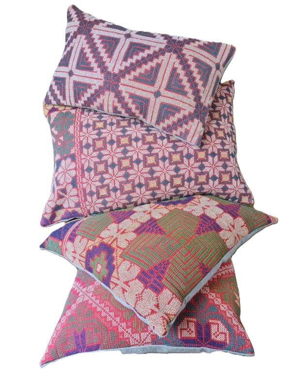 Exquisite vintage Kantha cushion featuring authentic hand-stitched Indian embroidery, responsibly sourced and perfect as unique homeware.