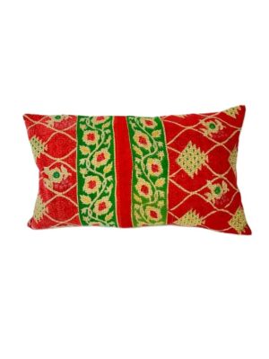 Exquisite vintage Kantha cushion featuring authentic hand-stitched Indian embroidery, responsibly sourced and perfect as unique homeware.