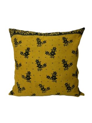 Exquisite vintage Kantha cushion featuring authentic hand-stitched Indian embroidery, responsibly sourced and perfect as unique homeware.