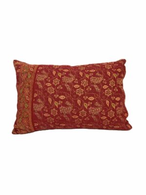 Exquisite vintage Kantha cushion featuring authentic hand-stitched Indian embroidery, responsibly sourced and perfect as unique homeware.