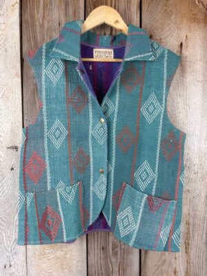 Vintage cotton Kantha Waistcoat with finely hand stitched details, rich textures and colours.