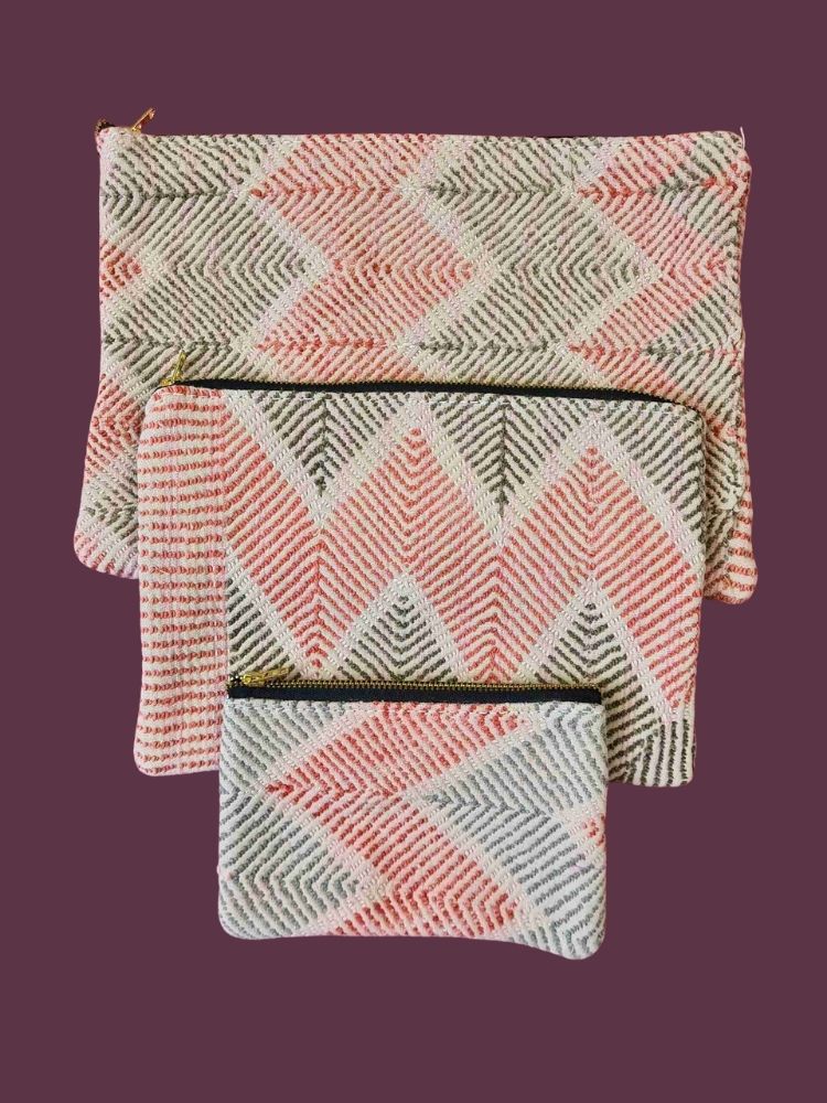 Colourful cotton kantha bags, pockets and purses, great for organising the smaller things in life. Made from recycled kantha quilts for the perfect accessory.