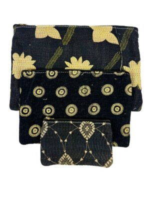 Colourful cotton kantha bags, pockets and purses, great for organising the smaller things in life. Made from recycled kantha quilts for the perfect accessory.