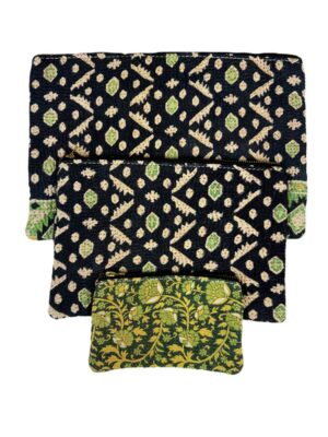 Colourful cotton kantha bags, pockets and purses, great for organising the smaller things in life. Made from recycled kantha quilts for the perfect accessory.