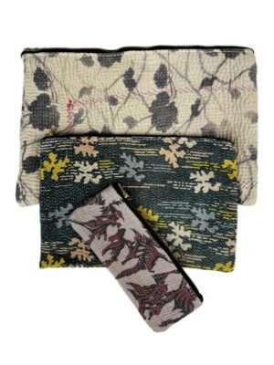 Colourful cotton kantha bags, pockets and purses, great for organising the smaller things in life. Made from recycled kantha quilts for the perfect accessory.