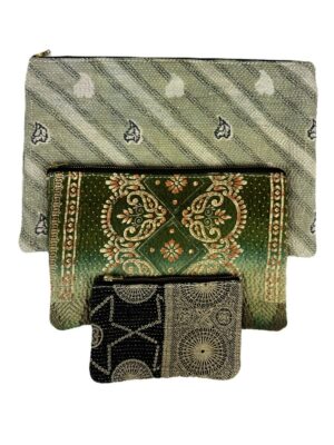 Colourful cotton kantha bags, pockets and purses, great for organising the smaller things in life. Made from recycled kantha quilts for the perfect accessory.