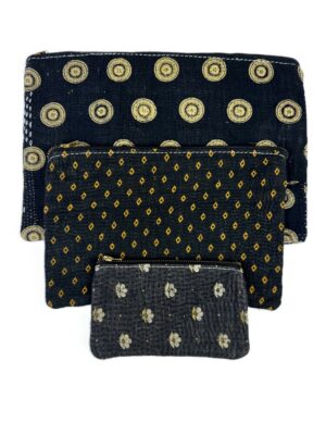 Colourful cotton kantha bags, pockets and purses, great for organising the smaller things in life. Made from recycled kantha quilts for the perfect accessory.