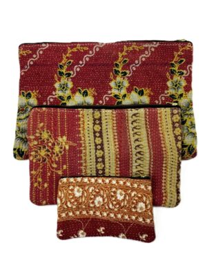 Colourful cotton kantha bags, pockets and purses, great for organising the smaller things in life. Made from recycled kantha quilts for the perfect accessory.