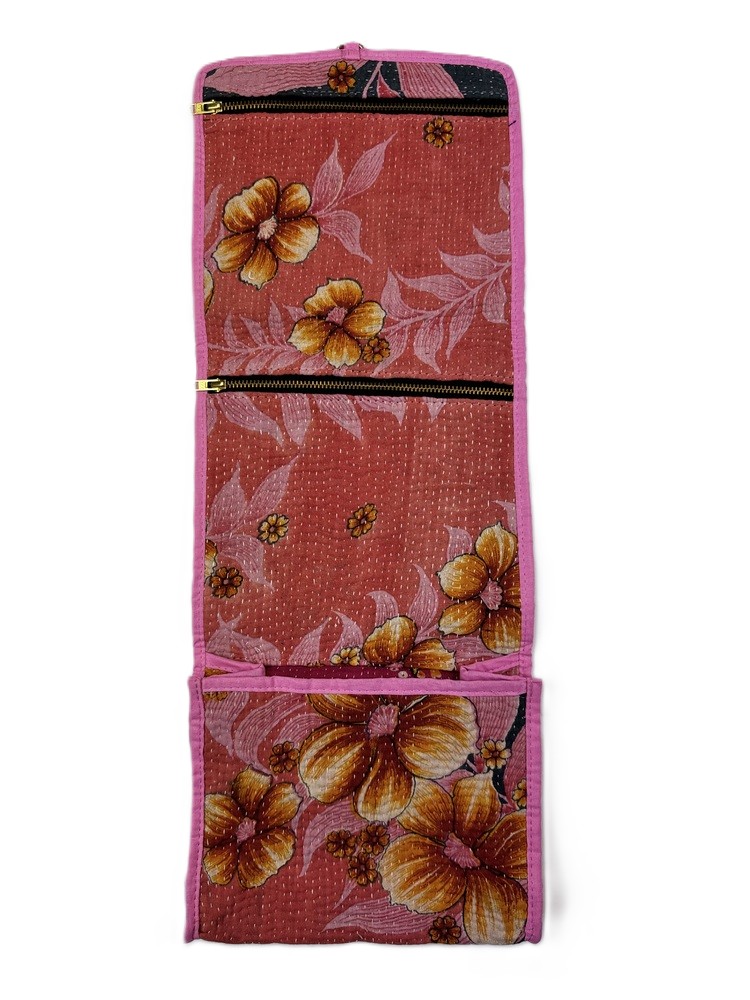 Colourful cotton kantha bags, pockets and purses, great for organising the smaller things in life. Made from recycled kantha quilts for the perfect accessory.