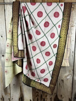 Exquisite vintage Kantha quilt featuring authentic hand-stitched Indian patchwork, responsibly sourced and perfect as unique homeware.