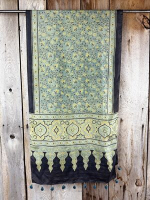 Mulberry silk scarf, block printed with natural dyes by Sufyian Khatri. The perfect lightweight unique accessory for any outfit.