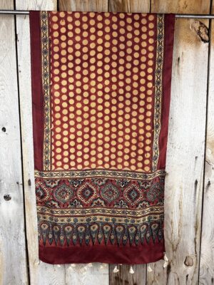 Mulberry silk scarf, block printed with natural dyes by Sufyian Khatri. The perfect lightweight unique accessory for any outfit.