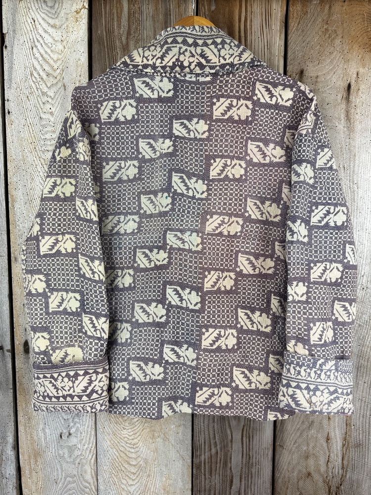 Vintage cotton Kantha Jacket with finely hand stitched details, rich textures and colours.