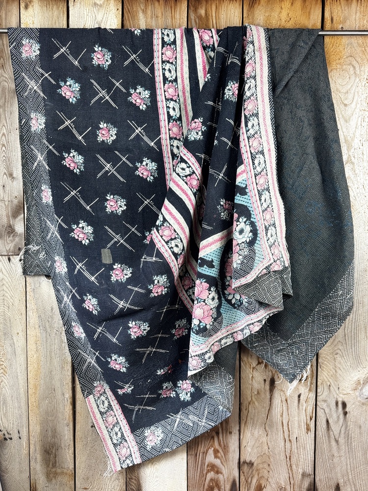 Exquisite vintage Kantha quilt featuring authentic hand-stitched Indian patchwork, responsibly sourced and perfect as unique homeware.